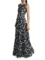 Graphic Floral Fit & Flare Gown