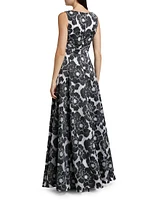 Graphic Floral Fit & Flare Gown