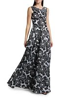Graphic Floral Fit & Flare Gown