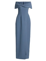 Crêpe Twist Off-the-Shoulder Gown