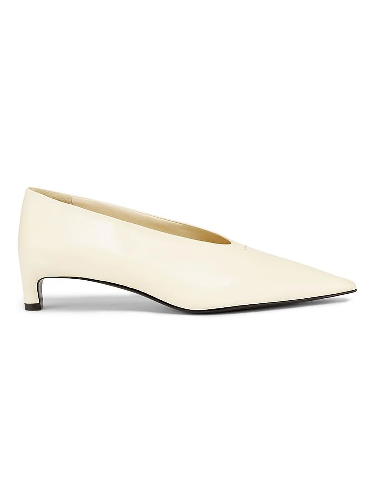 Point-Toe Leather Pumps