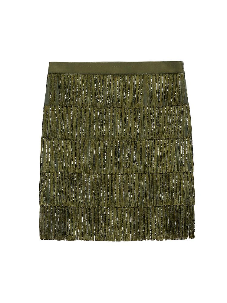 Garonna Beaded Fringe Miniskirt