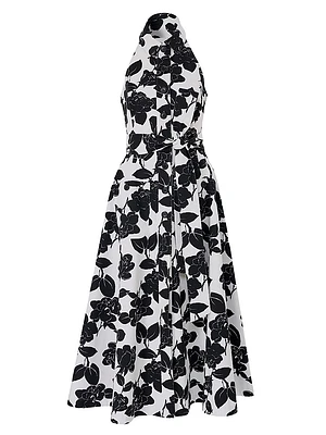 Halter Button-Front Midi-Dress