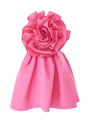 Flower Strapless Silk Minidress