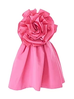 Flower Strapless Silk Minidress