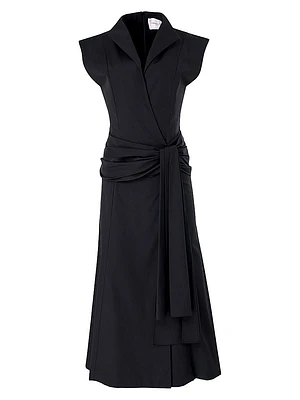 Hip Sash Stretch Cotton Wrap Dress