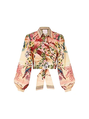 Camilla x White Lotus Cropped Wrap Shirt