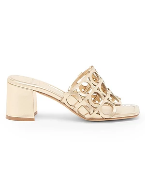 Erne 55MM Cut-Out Metallic Leather Mules