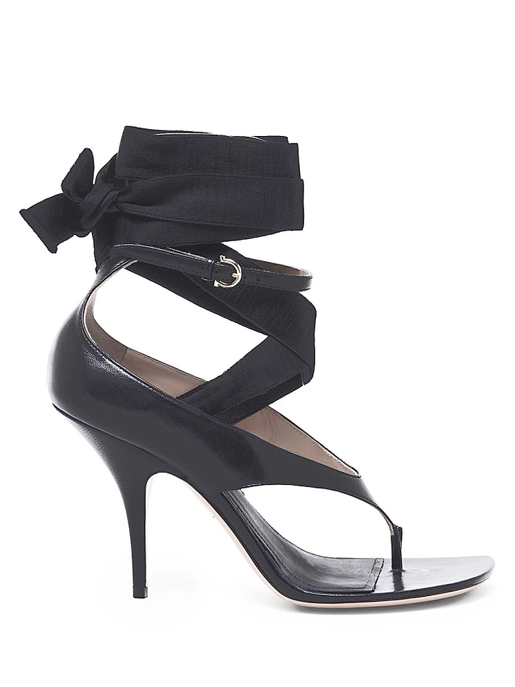 Leliu 95MM Ribbon Ankle-Wrap Sandals