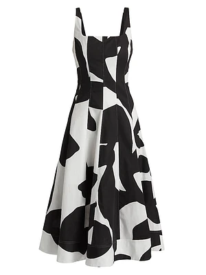 Grand Foliage Printed Poplin Midi-Dress