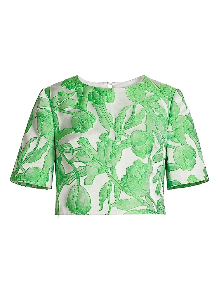 Tulip Floral Jacquard Crop Top
