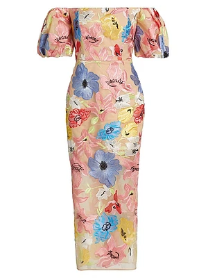 Nira Floral Off-the-Shoulder Cocktail Dress
