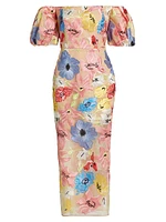 Nira Floral Off-the-Shoulder Cocktail Dress