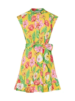 Joan Tulip Rosette Tie-Waist Minidress