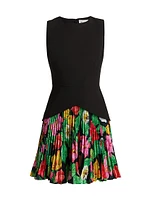 Haddy Tulip Rosette Pleated Minidress
