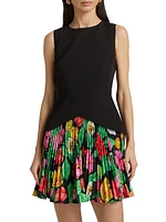 Haddy Tulip Rosette Pleated Minidress