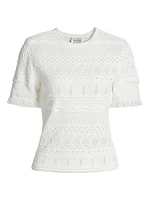 Smocked Pointelle-Knit Top