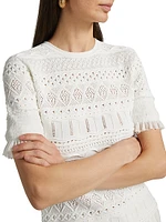 Smocked Pointelle-Knit Top