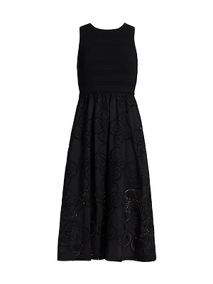 Geo Eyelet Midi-Dress
