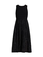 Geo Eyelet Midi-Dress