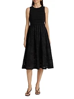 Geo Eyelet Midi-Dress