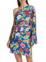 Linden Tulip Rosette Pleated Minidress