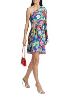 Linden Tulip Rosette Pleated Minidress