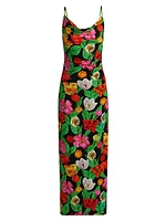 Tulip Rosette Cowlneck Cocktail Dress