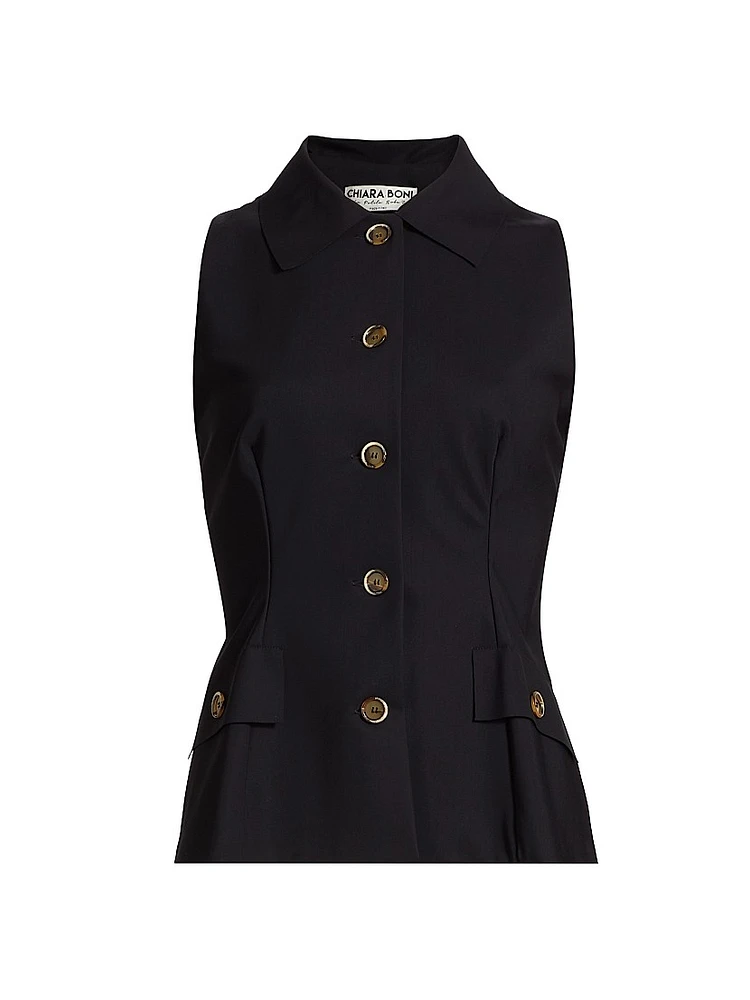 Sumio Jersey Sleeveless Blazer Top