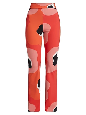 Venusette Abstract Jersey High-Rise Flared Pants