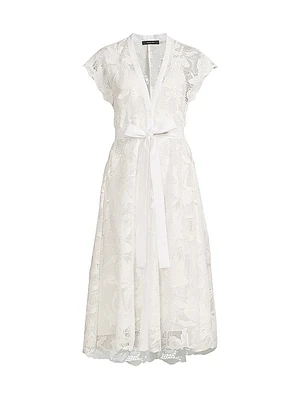 Nishi Lace Tie-Waist Midi-Dress