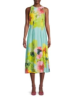 Ophelia Floral Seamed Fit & Flare Midi-Dress