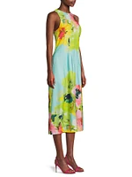 Ophelia Floral Seamed Fit & Flare Midi-Dress
