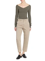 Twisted Cotton Slim-Fit Pants