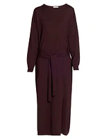 Sweater Wool-Blend Tie Maxi Dress