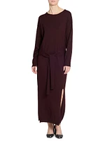 Sweater Wool-Blend Tie Maxi Dress