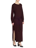 Sweater Wool-Blend Tie Maxi Dress