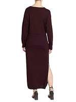 Sweater Wool-Blend Tie Maxi Dress