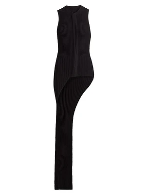 Asymmetrical Rib-knit Sweater Vest