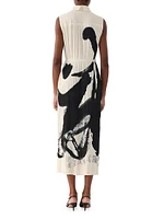 Artwork Pleated Shirtdress