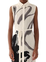 Artwork Pleated Shirtdress