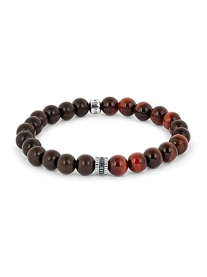 Gear Trio Sterling Silver & Tiger Eye Beaded Bracelet