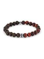 Gear Trio Sterling Silver & Tiger Eye Beaded Bracelet