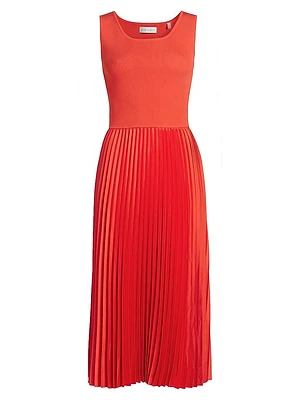 The Mave Pleated Mixed-Media Sweaterdress
