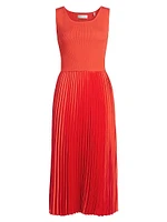 The Mave Pleated Mixed-Media Sweaterdress