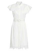 The Sloane Belted Lace-Trimmed Cotton Shirtdress