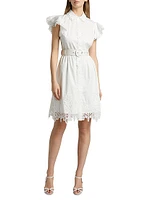 The Sloane Belted Lace-Trimmed Cotton Shirtdress