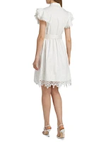 The Sloane Belted Lace-Trimmed Cotton Shirtdress