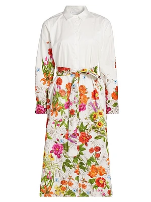 The Juliana Sky Jardin Floral Cotton Poplin Shirtdress