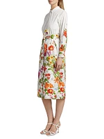 The Juliana Sky Jardin Floral Cotton Poplin Shirtdress